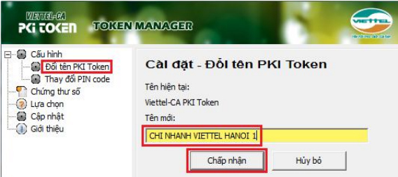 đổi tên Token Viettel